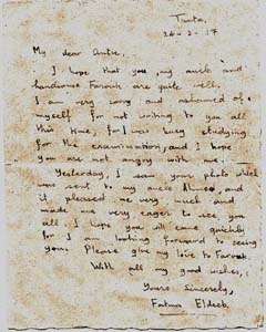 Letter from Fatma El Deeb to Mum 1937